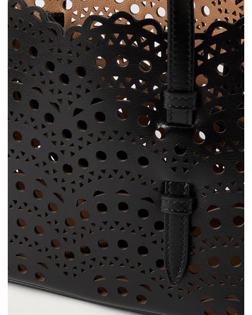 Alaïa Black Mena 25 E/W Medium Laser-Cut Leather Tote