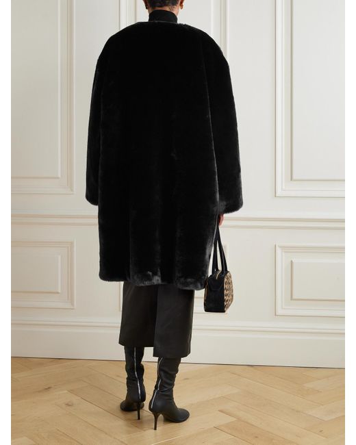 Frankie Shop Black Matera Oversized Plush Coat