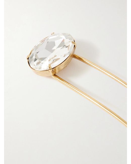 Jennifer Behr White Gemma-Plated Crystal Hair Pin