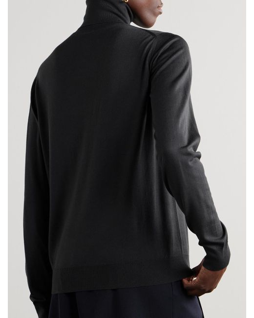 Pull À Col Roulé En Jersey De Laine Heva The Row en coloris Black