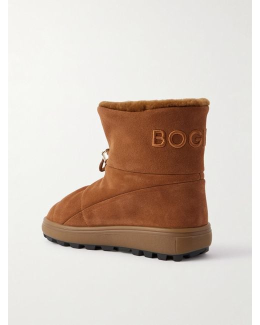 Bogner Brown Chamonix Shearling-Lined Suede Ankle Boots