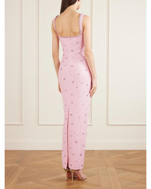 Clio Peppiatt Pink Sophia Embellished Stretch-Mesh Gown