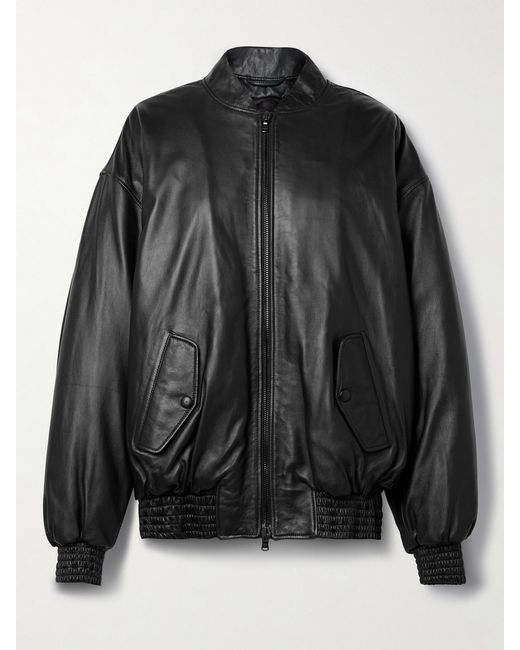 Wardrobe NYC Black Leather Bomber Jacket
