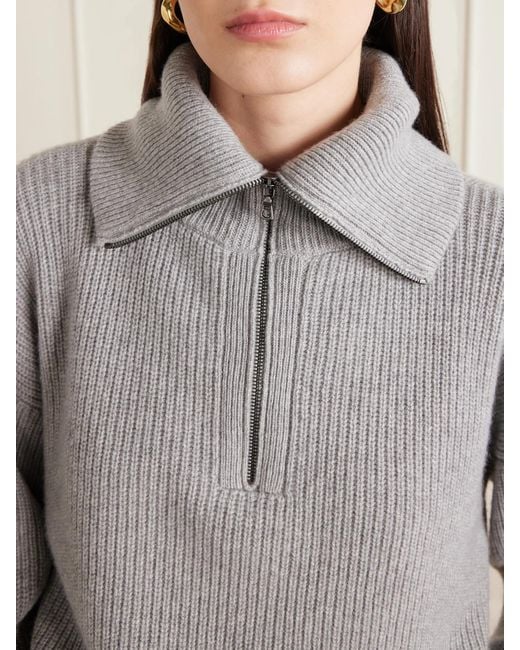 The Elder Statesman Gray Runyon Pullover Aus Geripptem Kaschmir Mit Reißverschluss