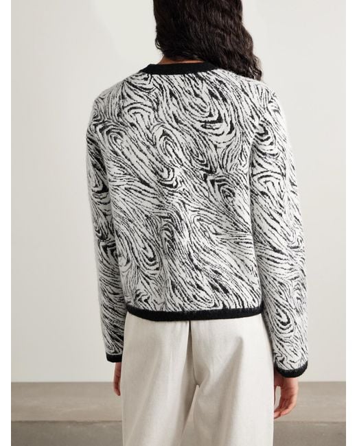 Proenza Schouler Gray Amina Brushed Jacquard-Knit Cardigan