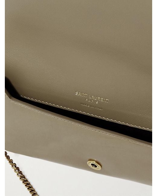 Saint Laurent Natural Cassandre Strap Glossed-Leather Phone Case