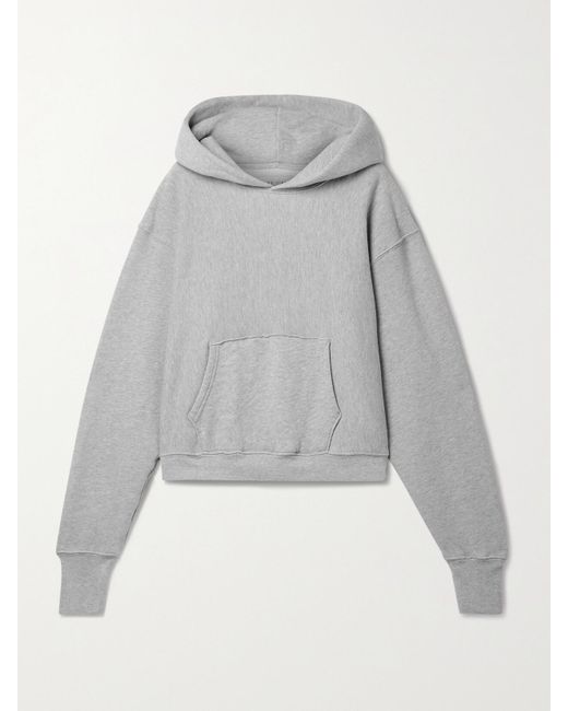 Les Tien Gray Cara Cropped Cotton-Jersey Hoodie