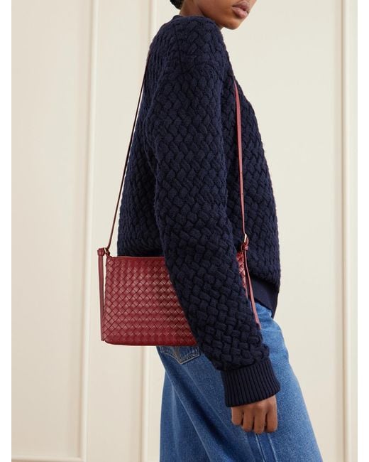 Bottega Veneta Red Gemellini Intrecciato Leather Shoulder Bag