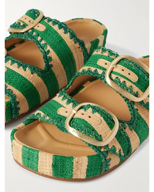 Loeffler Randall Green Theo Zweifarbige Pantoletten Aus Raffiabast