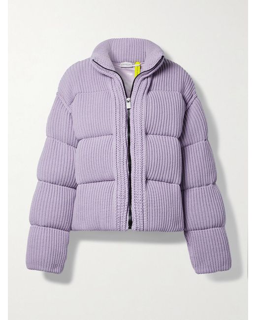 Moncler Genius Purple Quilted Ribbed-Knit Down Jacket
