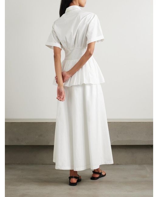 Rosie Assoulin White Boogie Woogie Bugle Boy Cotton-Poplin Maxi Shirt Dress