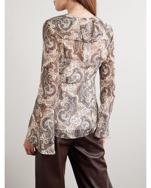 Chemisier En Georgette De Soie À Imprimé Cachemire Et À Volants Kyrie Veronica Beard en coloris Natural