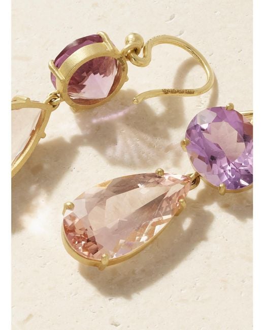 Irene Neuwirth Natural Gemmy Gem 18-Karat Diamond, Amethyst And Morganite Earrings