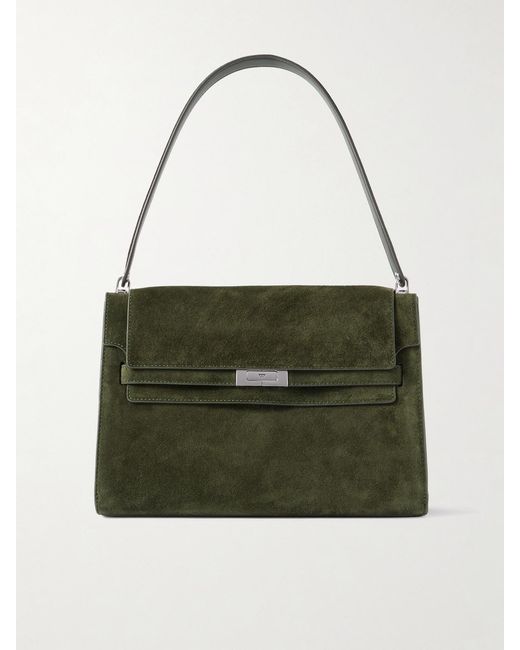 Tory Burch Green Lee Radziwill Large Suede Shoulder Bag