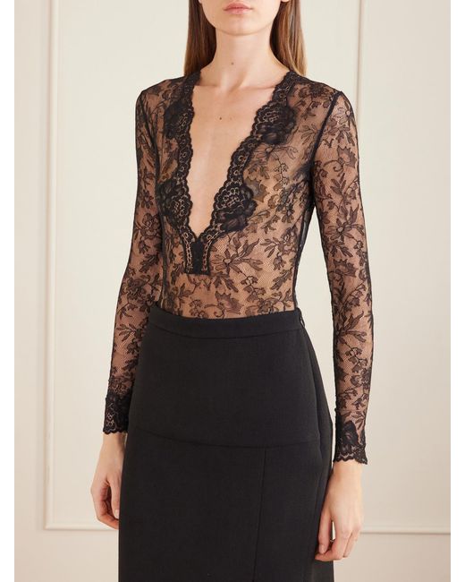 Valentino Garavani Black Stretch-Lace Bodysuit
