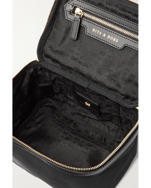 Anya Hindmarch Black Net Sustain Vanity Kit Small Leather-Trimmed Econyl Cosmetics Case