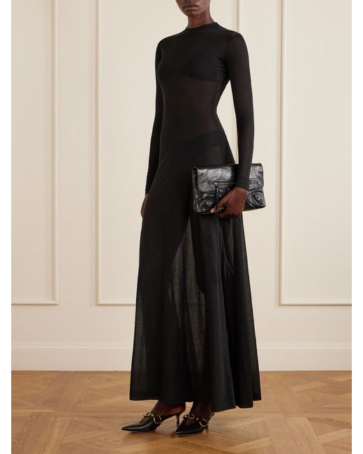 Balenciaga Black Le City Crinkled-Leather Clutch