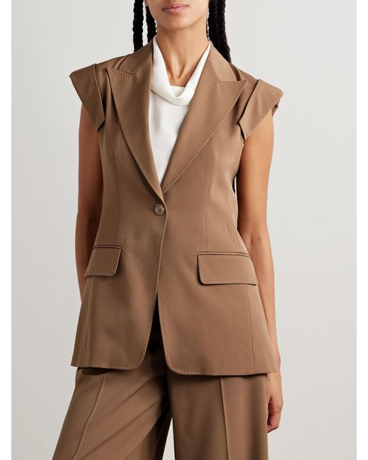 Max Mara Brown Wool-Twill Vest