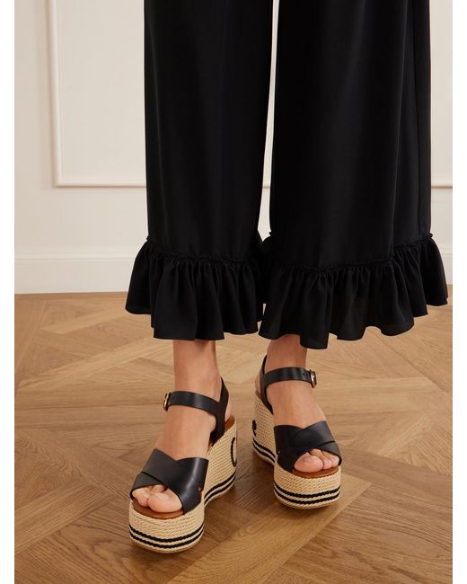 Chloé Natural Leather Platform Espadrilles