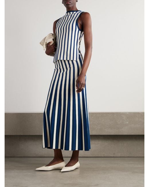 Escvdo Blue Manglar Striped Organic Cotton Top