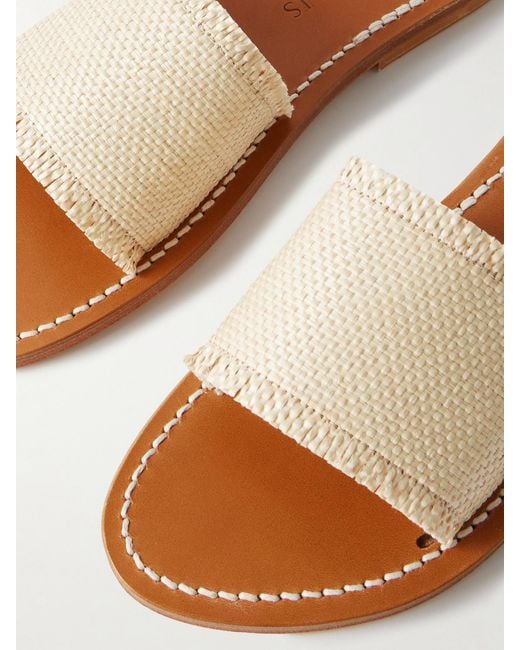K. Jacques White Capri Raffia Slides