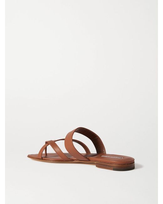 Manolo Blahnik Brown Susa Leather Sandals