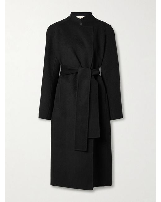 Khaite Black Deena Belted Wool Coat
