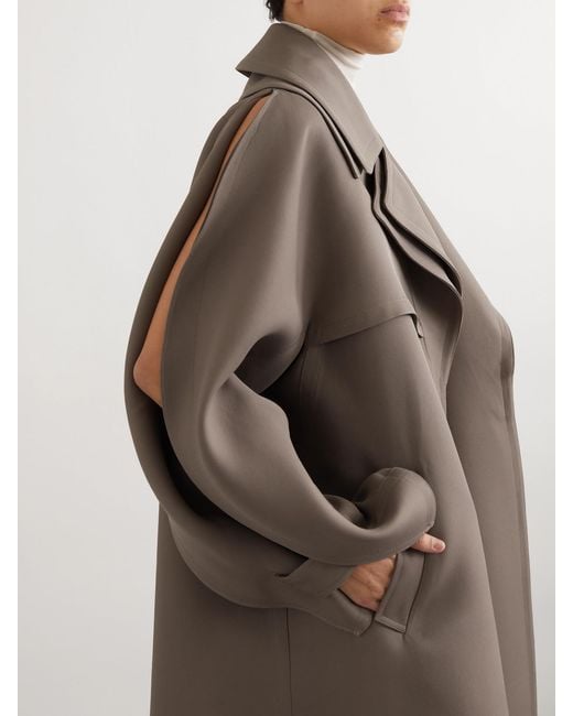 Alaïa Natural Oversized Layered Wool-Blend Twill Coat