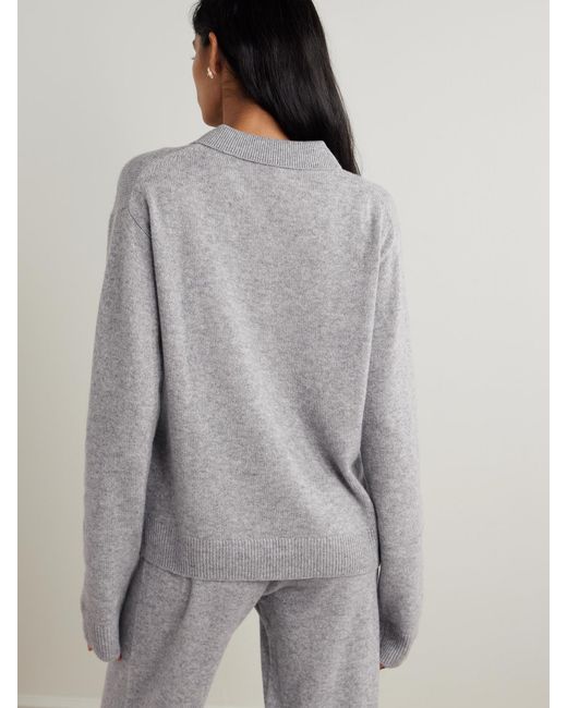 ÉTERNE Gray Blaise Cashmere Half-Zip Sweater