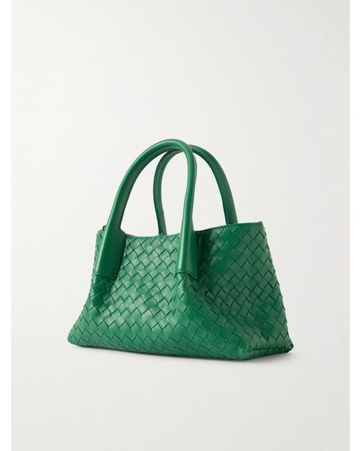 Bottega Veneta Green Pinacoteca Small Intrecciato Leather Tote