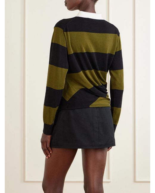 Proenza Schouler Black Corinna Striped Cotton-Knit Polo Shirt