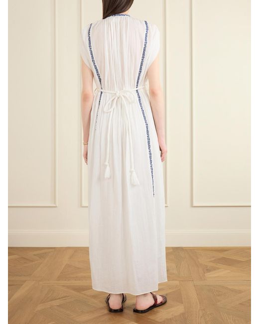Isabel Marant White Liviane Embroidered Cotton Maxi Dress