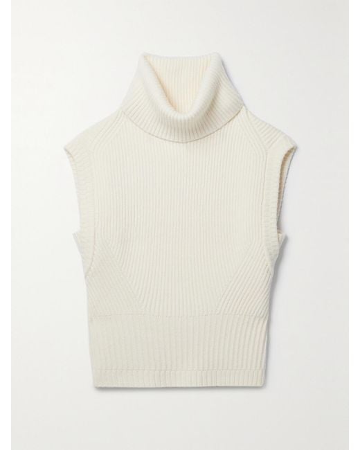 Jonathan Simkhai White Maple Ribbed Wool And Cashmere-Blend Turtleneck Top