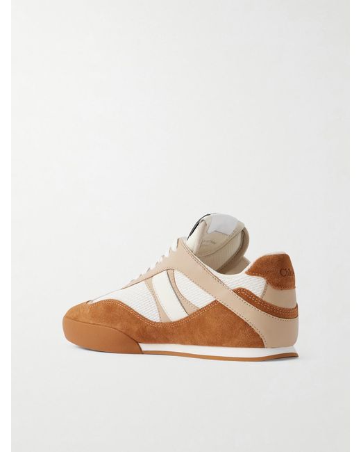 Chloé White Kick Sneakers Aus Mesh Mit Besätzen Aus Leder Und Veloursleder