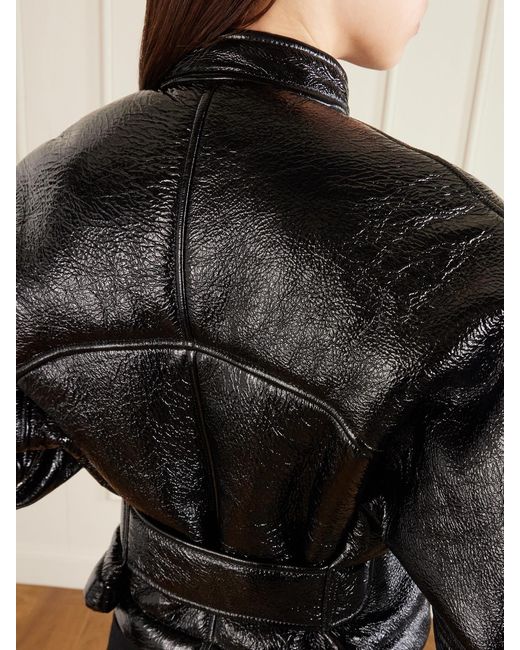 Alaïa Black Cropped Shearling Bomber Jacket