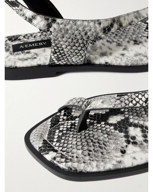 A.Emery White Heidi Snake-Effect Leather Sandals