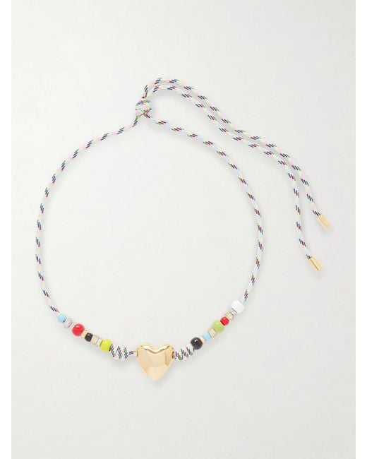 Joolz by Martha Calvo White Amor Wrap-Plated And Cord Beaded Necklace
