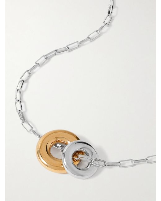 Laura Lombardi White Moneta Rhodium- And-Plated Recycled Necklace