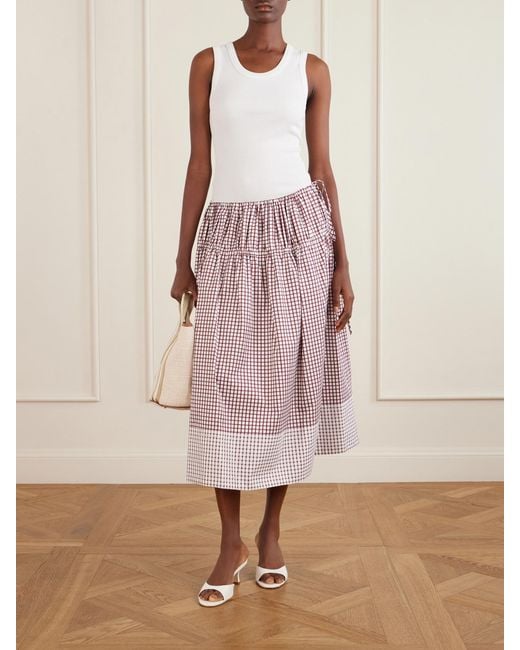 LIBEROWE Eve Tiered Checked Cotton Midi Skirt