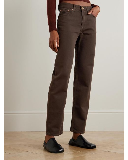 Blazé Milano Brown Paso Hoch Sitzende Jeans Mit Geradem Bein Und Stickerei