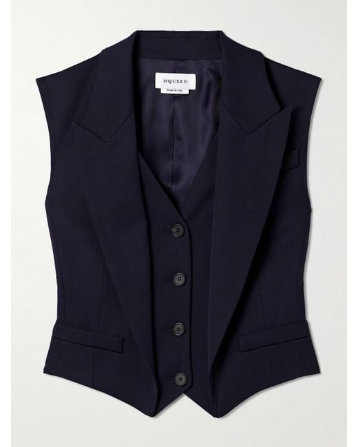 Alexander McQueen Blue Weste Aus Grain De Poudre Aus Wolle