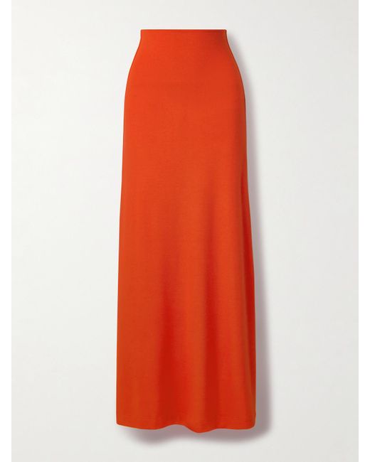 Leset Orange Lauren Stretch-Knit Maxi Skirt