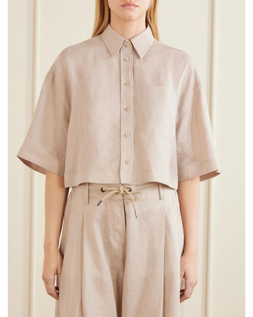Brunello Cucinelli Natural Cropped Cotton Shirt