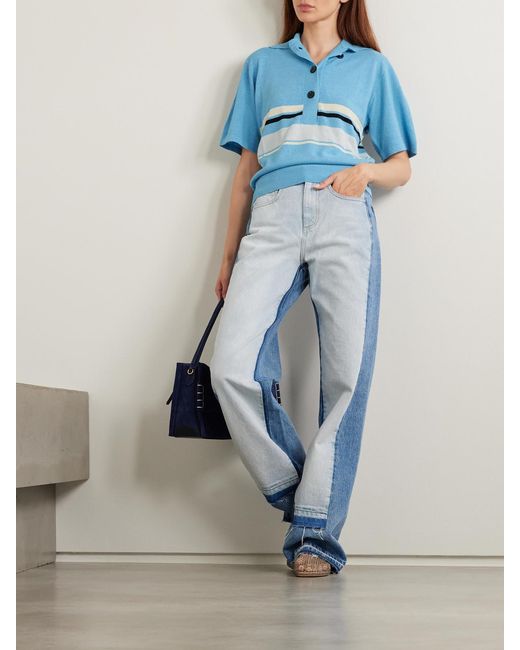 Christopher Esber Blue Striped Knitted Polo Shirt