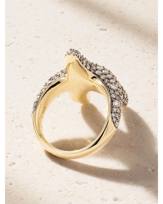 Lucy Delius Natural Sea Star Ring 14-Karat Rhodium-Plated Diamond Ring