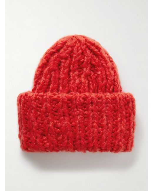 Suzie Kondi Red Lumi Ribbed Cashmere Beanie