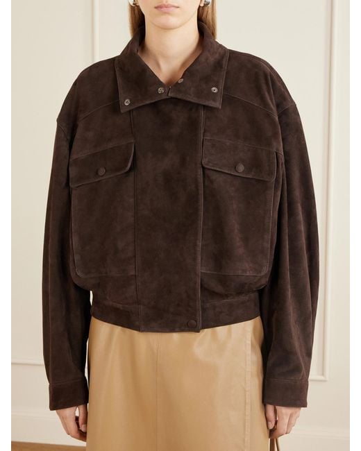 Nour Hammour Brown Quincy Paneled Suede Jacket