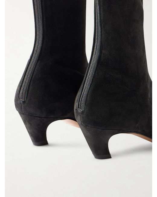 Khaite Black Arizona Suede Ankle Boots