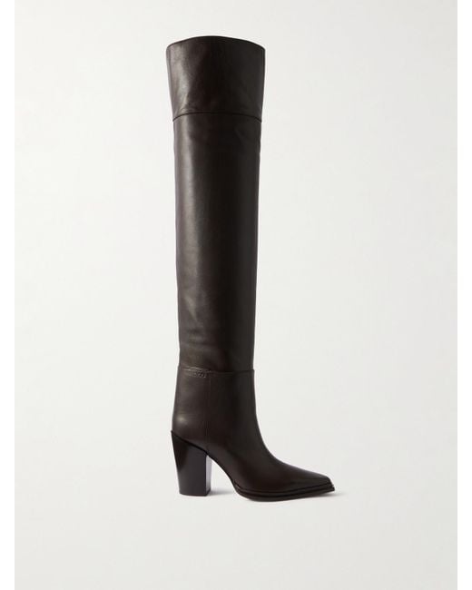Jimmy Choo Black Cece 80 Leather Over-The-Knee Boots