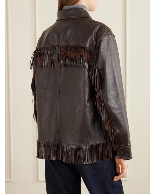 Polo Ralph Lauren Brown Fringed Leather Jacket